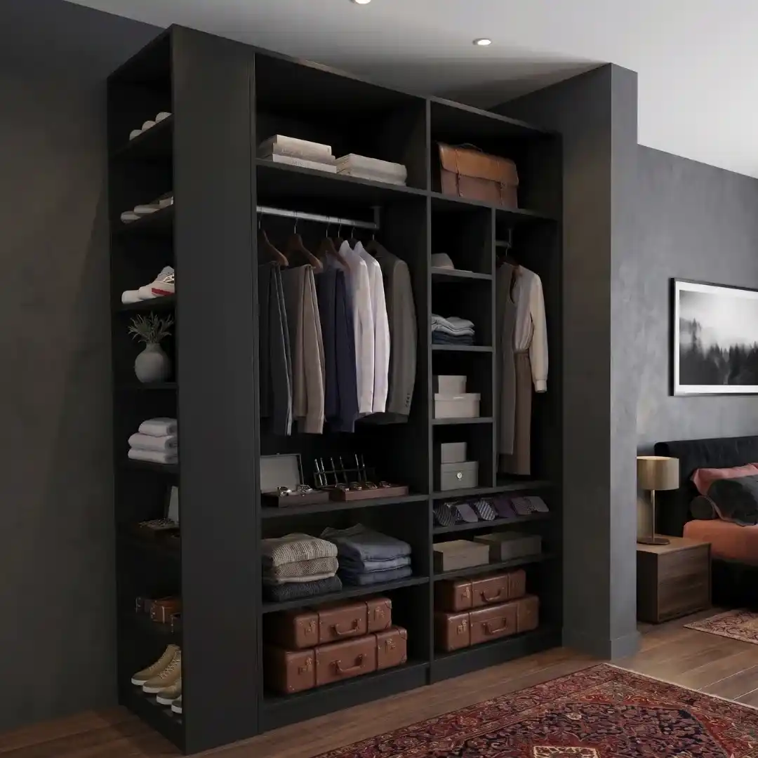 veja quanto custa guarda-roupa planejado sob medida no estilo closet aberto santorini