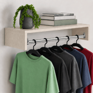 Cabideiro de Parede Suspenso Arara para Roupas em MDF 50 cm