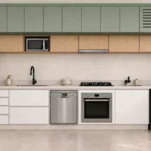 Cozinha Planejada Continental com 4,72 Metros em MDF 18 mm e Lavanderia Integrada
