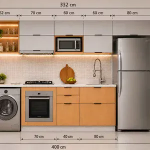 Cozinha Planejada Linare com  4 Metros em MDF 15 mm e Lavanderia Integrada